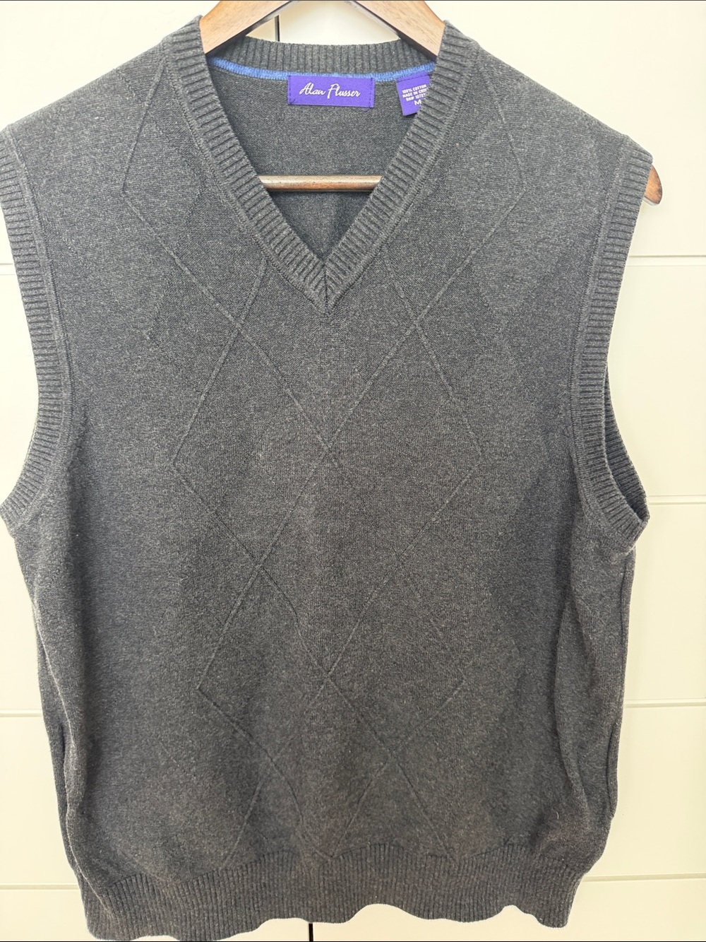 Alan Flusser Charcoal Gray V-Neck Sweater Vest